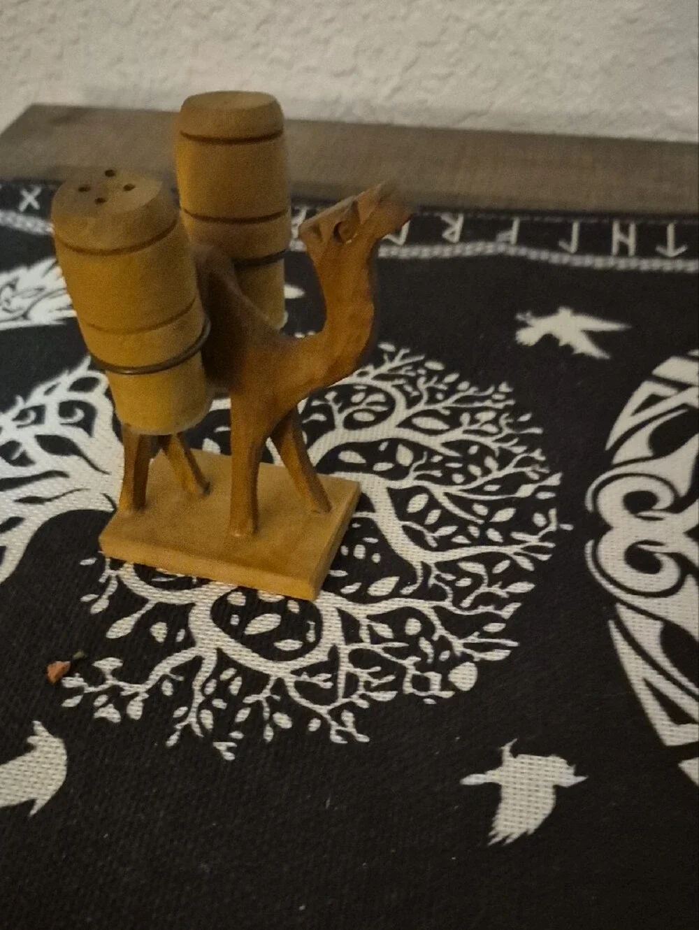 Hand-Carved Wooden Camel Salt & Pepper Shakers